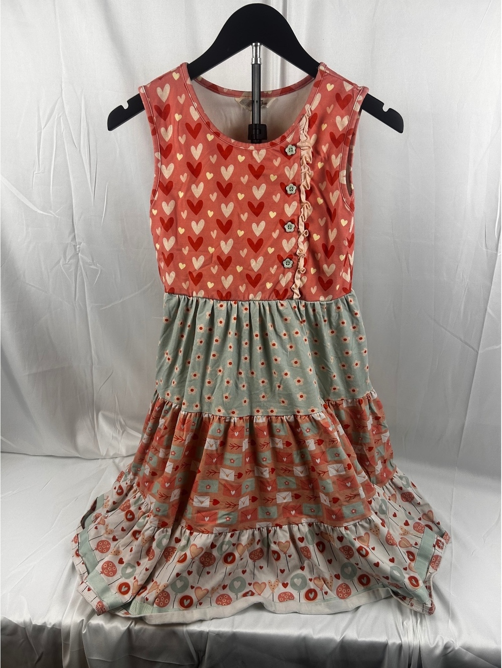 Matilda Jane Girls' Sleeveless Heart Print Tiered Dress Size 16Y